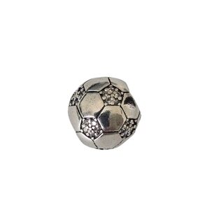 🎆Sterling Silver 925 Soccer Ball Bracelet Charm with Rhinestones